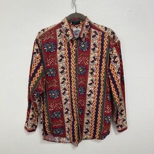 Vintage Salty Dog Gant Shirt  Long Sleeve Sz L Aztec Dopamine Novelty Loud Rare